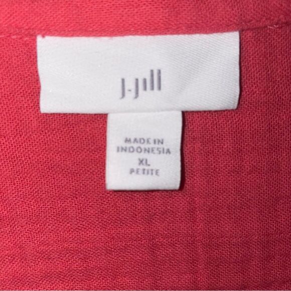 J Jill XLP Blouse Pink Muslin Cotton Button Collar - Picture 4 of 8